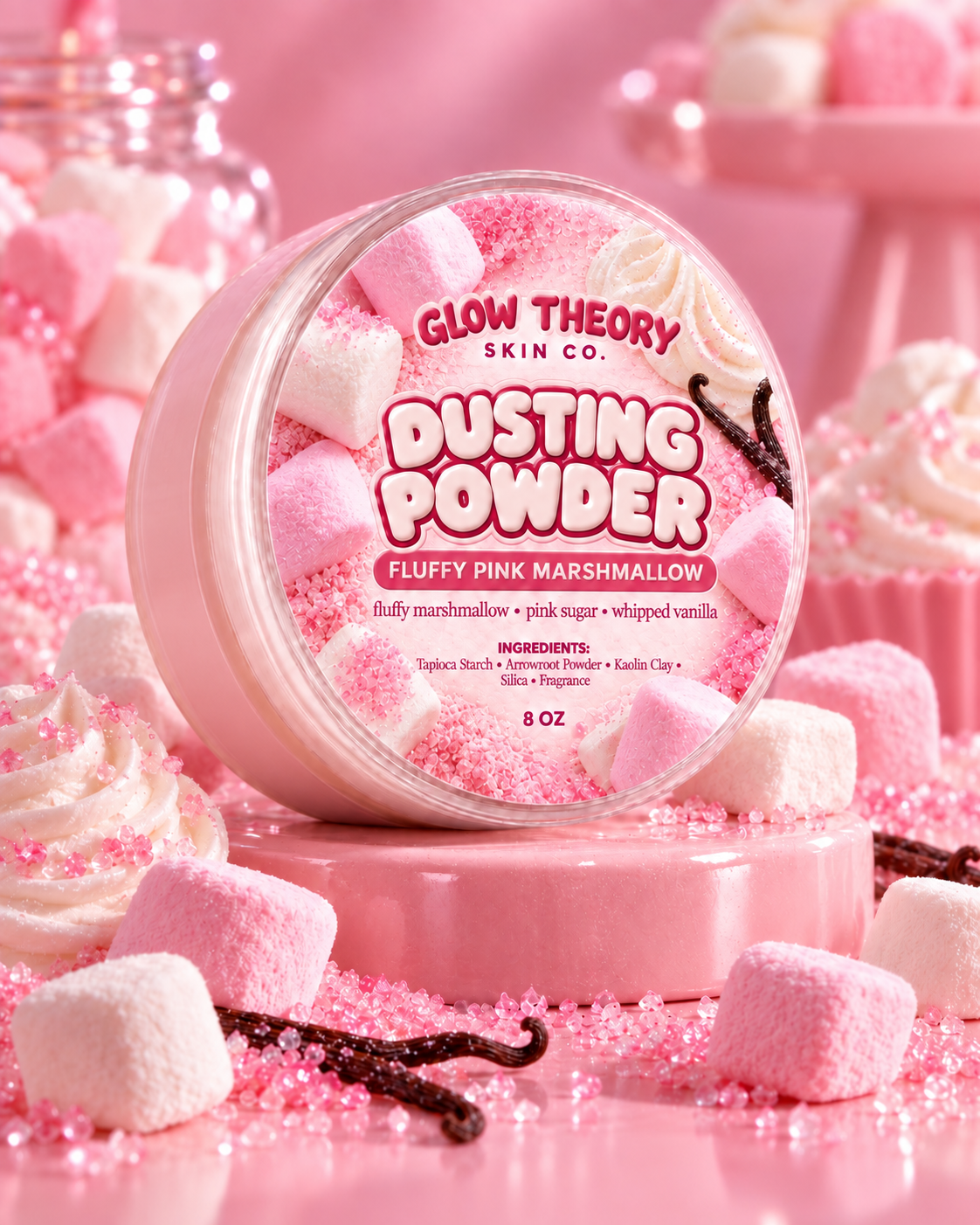 Fluffy Pink Marshmallow Dusting Powder