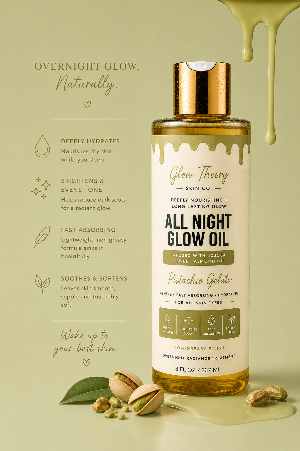 Glow Theory Pistachio Gelato All Night Glow Oil