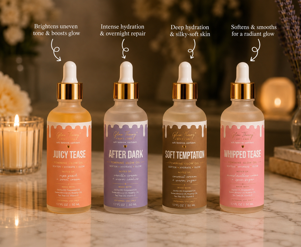 Glow Theory After Dark Feminine Glow Oil – Vanilla Cream & Warm Cookies Scented Body Oil for Soft Glowing Skin